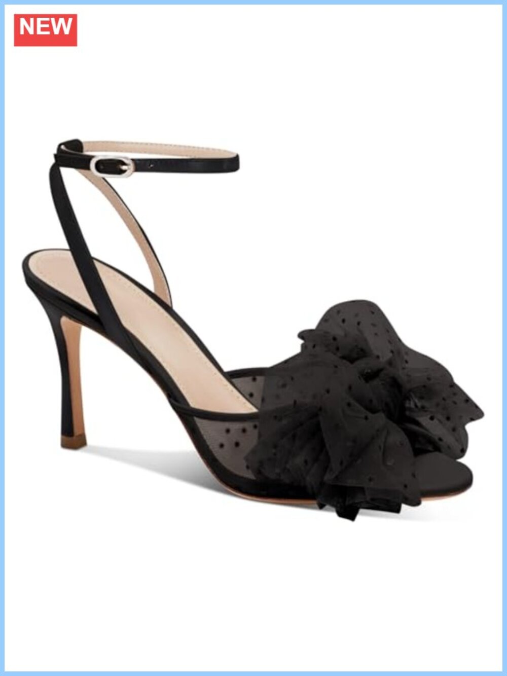 Coutgo Womens Bow Tie Heels Slingback Peep Toe Wedding Mesh High Stiletto Heel
